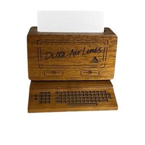 Collectible Delta Airlines Wood Laser Cut Business Card Holder